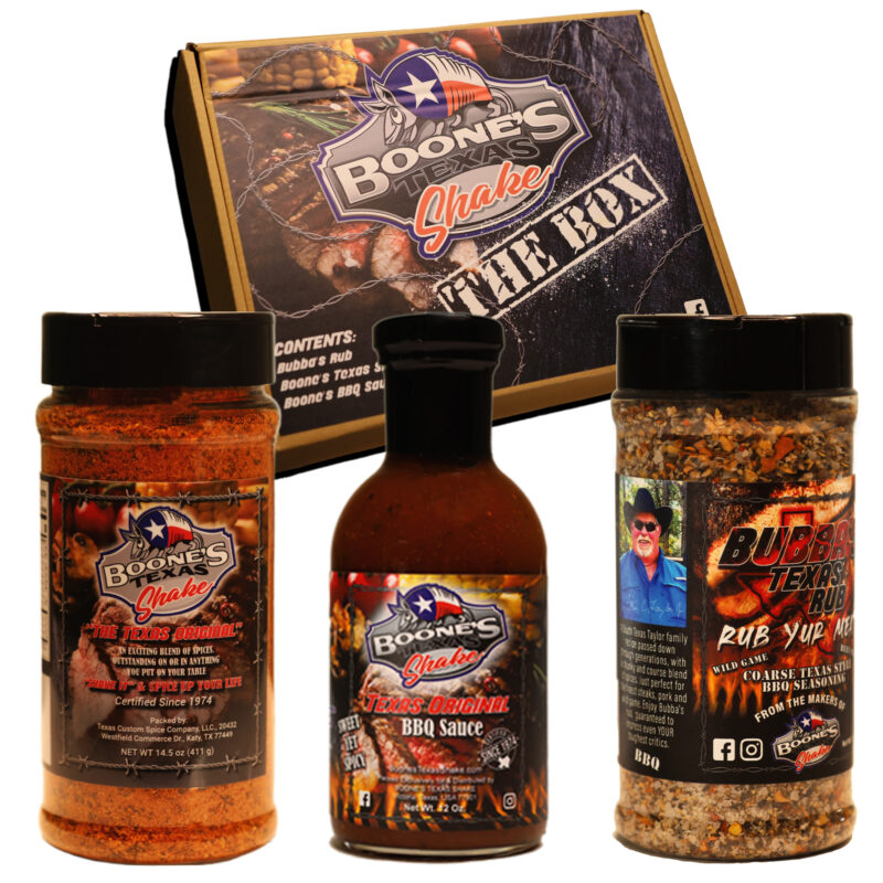 Gift Box 3 Pack Bundle | 1x 14.5oz Boone's Shake, 1x 11.5oz Bubba's Rub, 1x 12oz BBQ Sauce